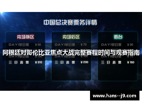 阿根廷对哥伦比亚焦点大战完整赛程时间与观赛指南