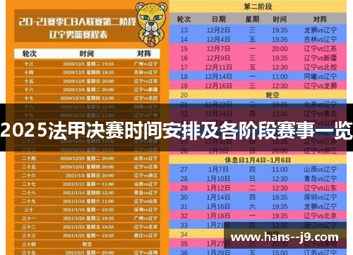 2025法甲决赛时间安排及各阶段赛事一览