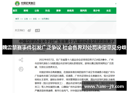 魏震禁赛事件引发广泛争议 社会各界对处罚决定意见分歧